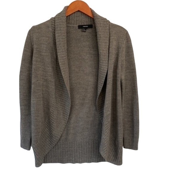 FOREVER 21 Open Front Shawl Ribbed Knit Cardigan High Low Long Sleeve Warm Cozy - Picture 11 of 11